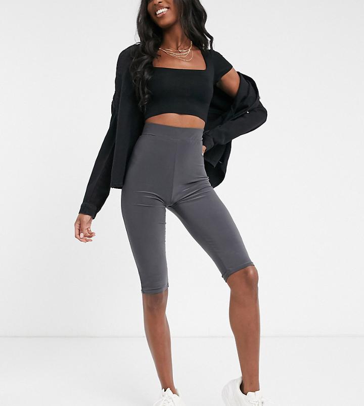 Club L London Tall Slinky Body-conscious Shorts In Charcoal-grey