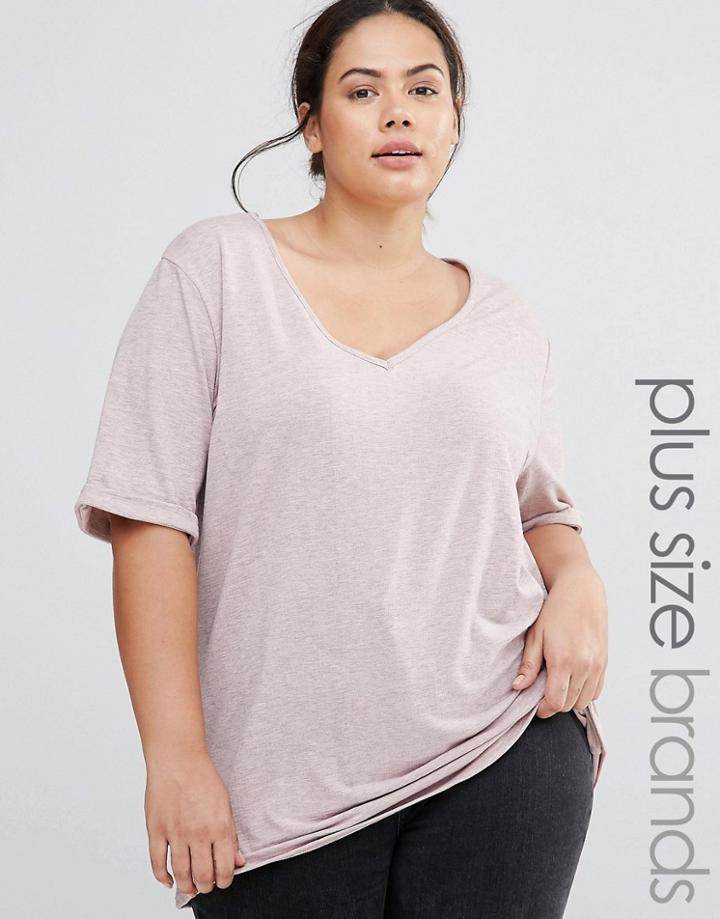 Missguided Plus Burnout V-neck T-shirt - Pink