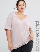 Missguided Plus Burnout V-neck T-shirt - Pink