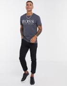 Boss Beachwear Logo T-shirt In Gray-grey