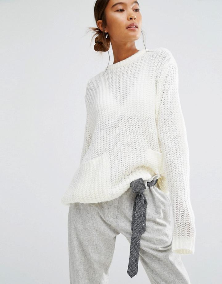 First & I Pocket Sweater - Cream