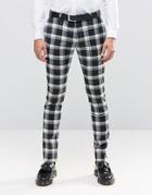 Noose & Monkey Super Skinny Pants In Monochrome Check With Stretch - Black