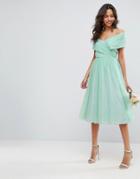 Asos Wedding Tulle Midi Dress - Green