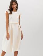 Asos Design Fold Back Crop Top Midi Prom Dress-pink