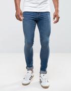 Pull & Bear Super Skinny Jeans In Mid Blue Wash - Blue