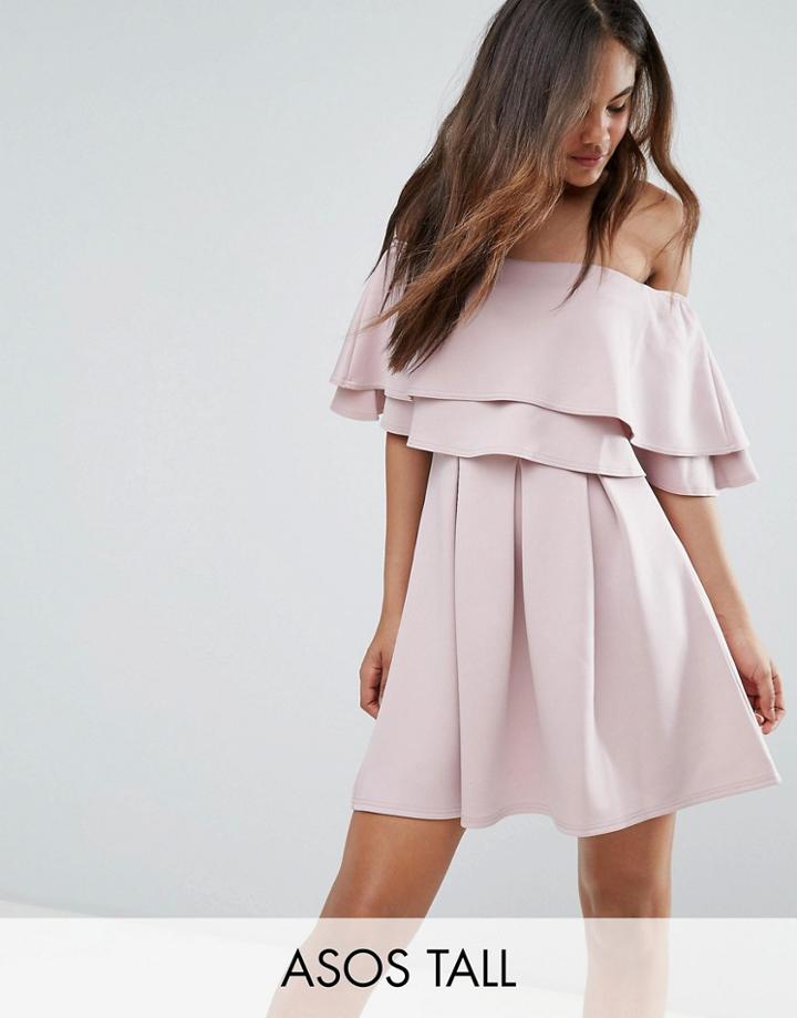 Asos Tall Ruffle Off Shoulder Mini Dress - Purple