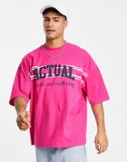 Asos Actual Oversized T-shirt With Actual Health & Wellbeing Logo In Purple-pink