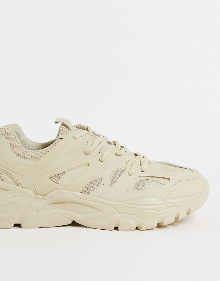 Public Desire Unorthodox Chunky Sneakers In Beige-neutral