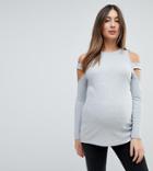 Asos Maternity Top With Tab Detail And High Neck - Gray