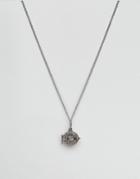 Asos Necklace In Silver With Caged Pendant - Silver