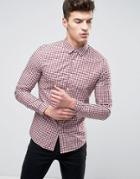 Asos Super Skinny Gingham Check Shirt In Burgundy - Red