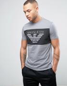 Armani Jeans Eagle Block Logo T-shirt Regular Fit In Gray - Gray