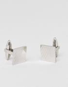 Fred Bennett Silver Cufflink With Ribbed Detail - Silver