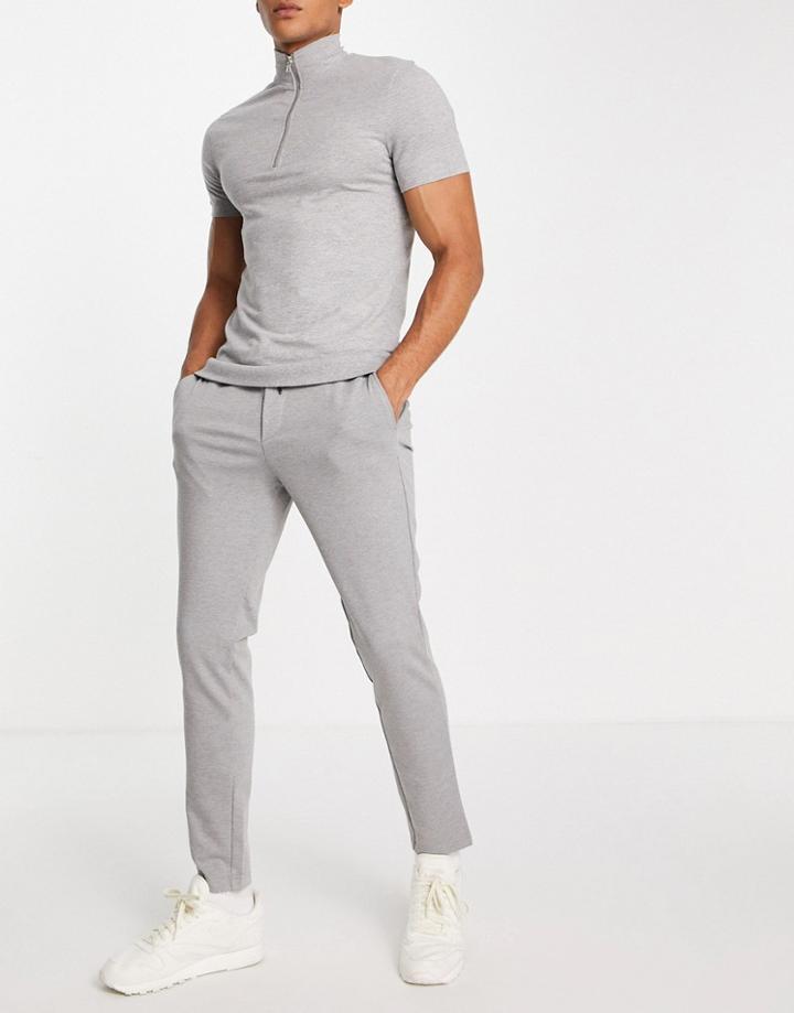 Jack & Jones Intelligence Smart Drawstring Jersey Pants In Gray-grey