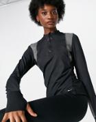 Only Play Sports Performance Long Sleeve Zip Neck Top In Black
