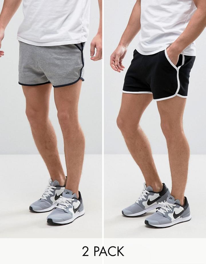Asos Runner Short 2 Pack Black/gray Marl Save - Multi