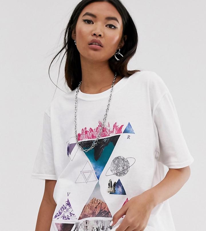 Reclaimed Vintage Inspired T-shirt With Solar Photographic Print-white