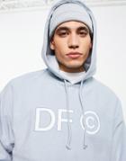 Asos Dark Future Oversized Hoodie In Polar Fleece With Large Front Logo Print In Light Blue