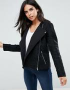 French Connection Delunay Collarless Biker Jacket