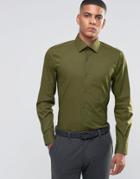 Number Eight Savile Row Skinny Smart Shirt With Point Collar - Green
