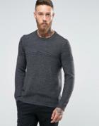 Ted Baker Knitted Sweater With Contrast Yoke - Gray