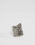 Asos Ring In Burnished Silver With Egyptian Design - Silver