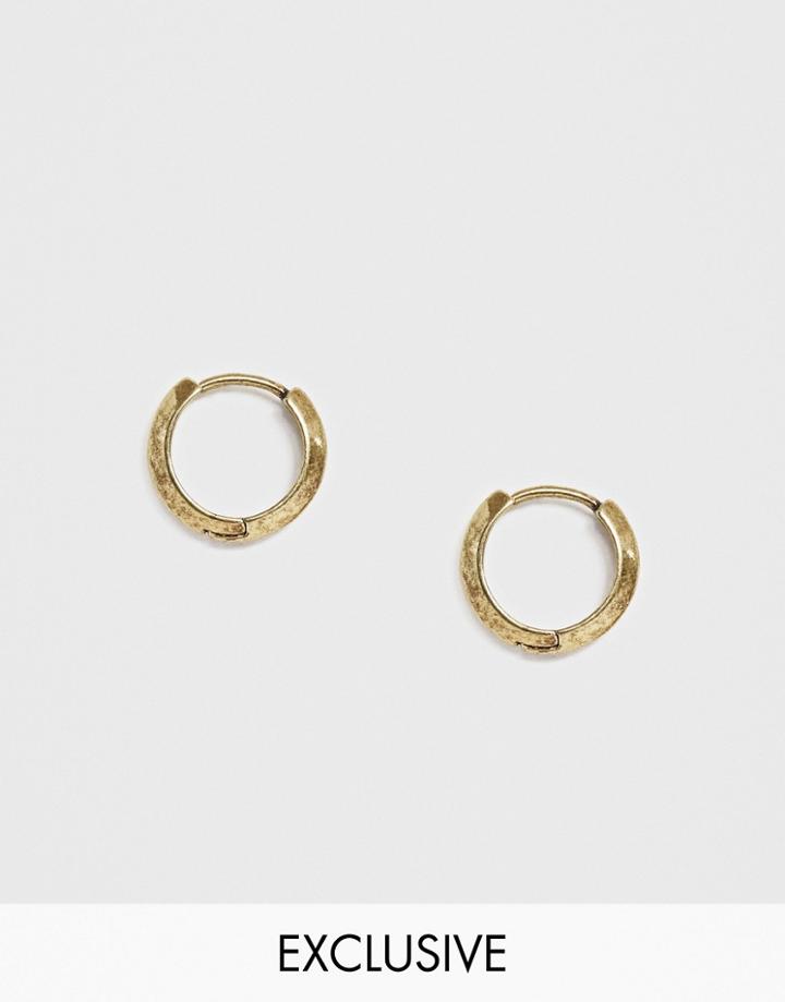 Reclaimed Vintage Inspired Hoops Earrings In Burnished Gold Tone Exclusive At Asos - Gold