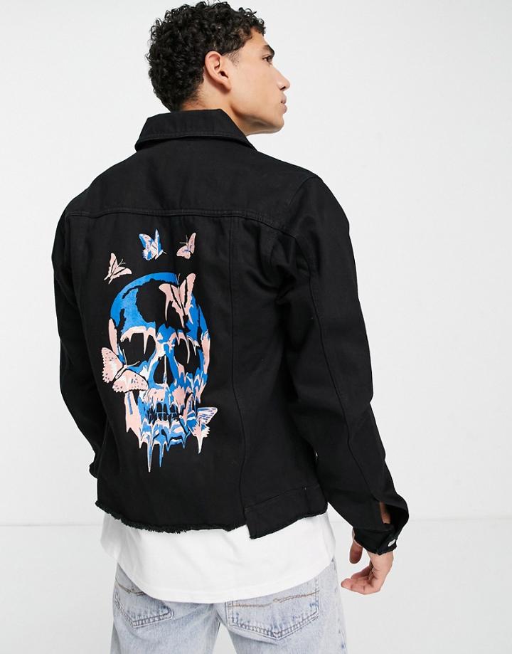 Bolongaro Trevor Eclipse Skull Denim Jacket-black