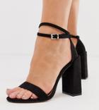 Asos Design Wide Fit Highlight Barely There Heeled Sandals In Black - Black