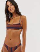 River Island High Leg Bikini Bottom In Stripe-multi