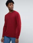 Only & Sons Sweater With Curved Hem Fine Gauge - Red