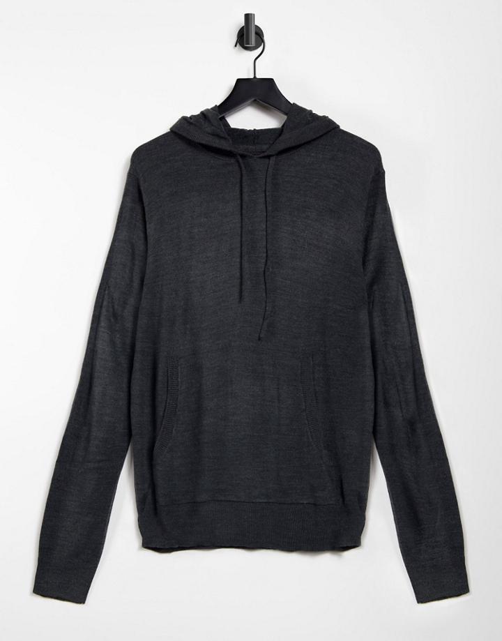 French Connection Soft Touch Hoodie In Dark Gray-grey