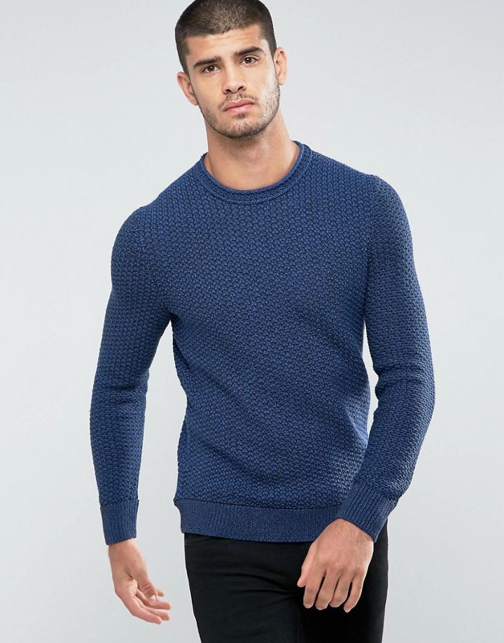 Boss Orange By Hugo Boss Kindpaul Textured Knitted Sweater In Blue - Blue