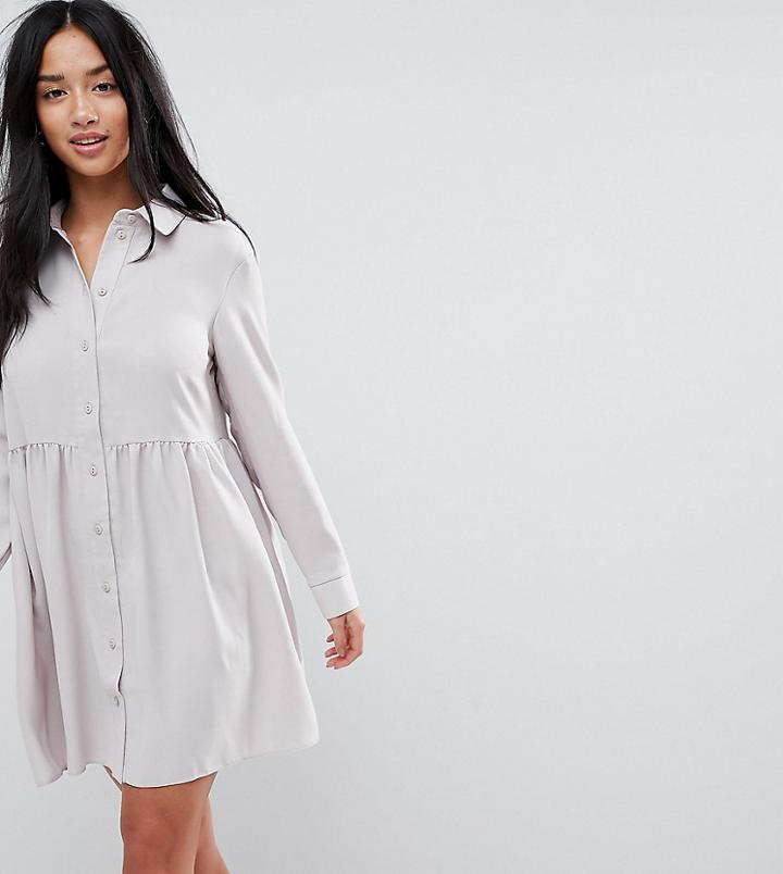 Asos Petite Smock Shirt Mini Dress - Gray