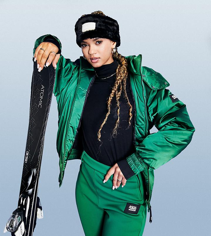 Asos 4505 Ski Puffer Jacket With Hood-green