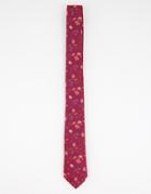 Asos Design Slim Tie In Red Floral