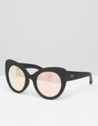Quay Australia Cat Eye Sunglasses With Rose Mirror Lens - Black