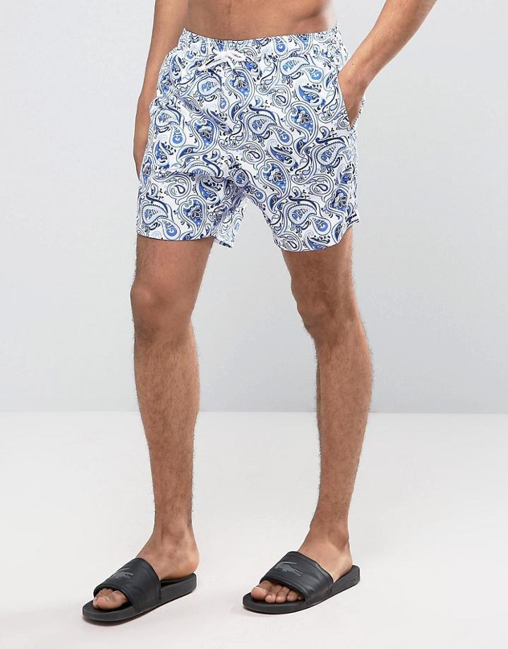 Pretty Green Paisley Swim Shorts Paisley Print In Blue - Blue