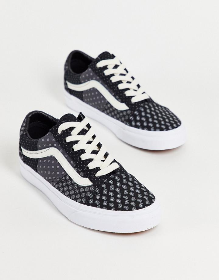 Vans Old Skool Tie Print Patchwork Sneakers In Black