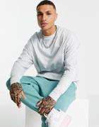 Asos Design Long Sleeve Oversized T-shirt In Washed Blue-blues