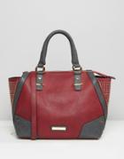 Dune Studded Tote Bag With Zipable Gusset - Red