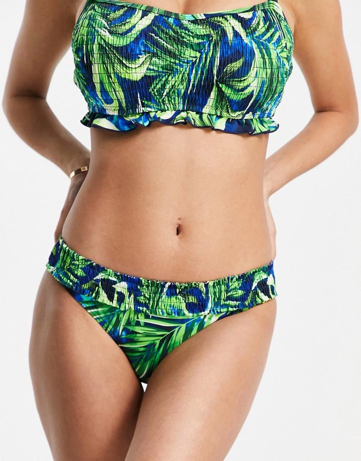 Pour Moi Free Spirit High Leg Bikini Bottom In Tropical Print-multi