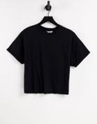 Miss Selfridge Organic Cotton Short Roll Cuff T-shirt In Black