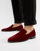 Dune Loafers In Berry Velvet - Red