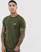 Le Breve Cut And Sew Longline Curved Hem T-shirt - Green