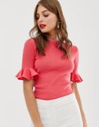 Oasis Flare Cuff Sweater In Pink - Pink