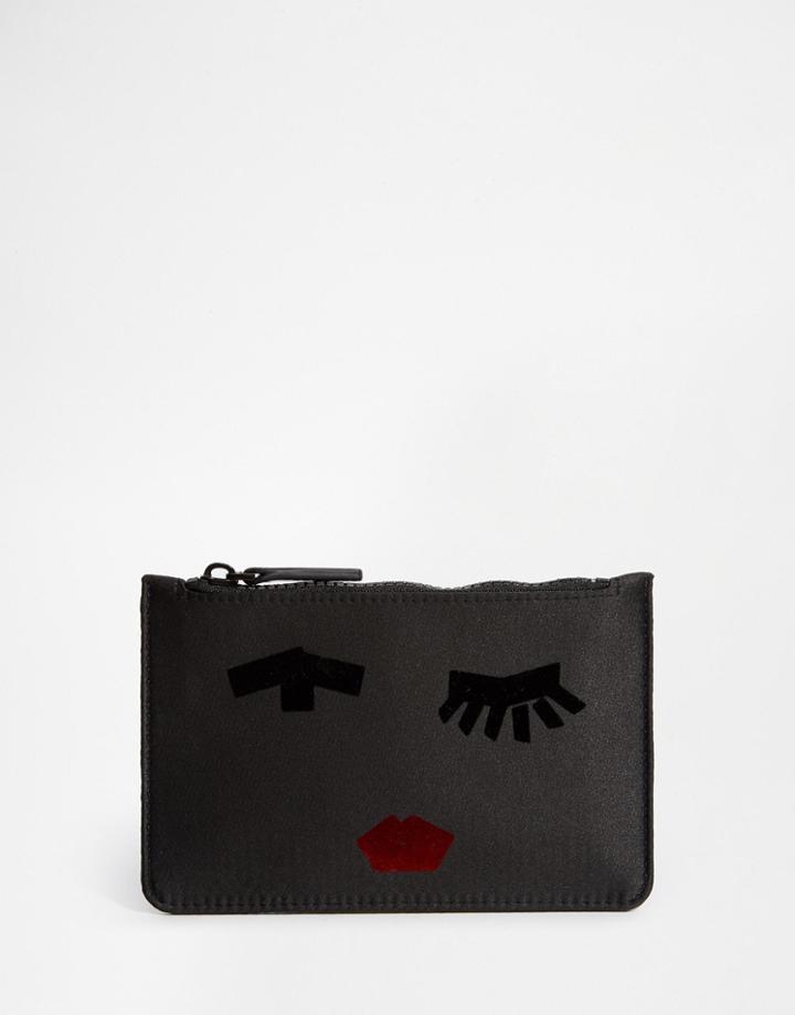 Lulu Guinness Emily Face Satin Makeup Bag - Emily