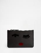 Lulu Guinness Emily Face Satin Makeup Bag - Emily