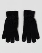 7x Bow Detail Smart Touch Gloves - Black