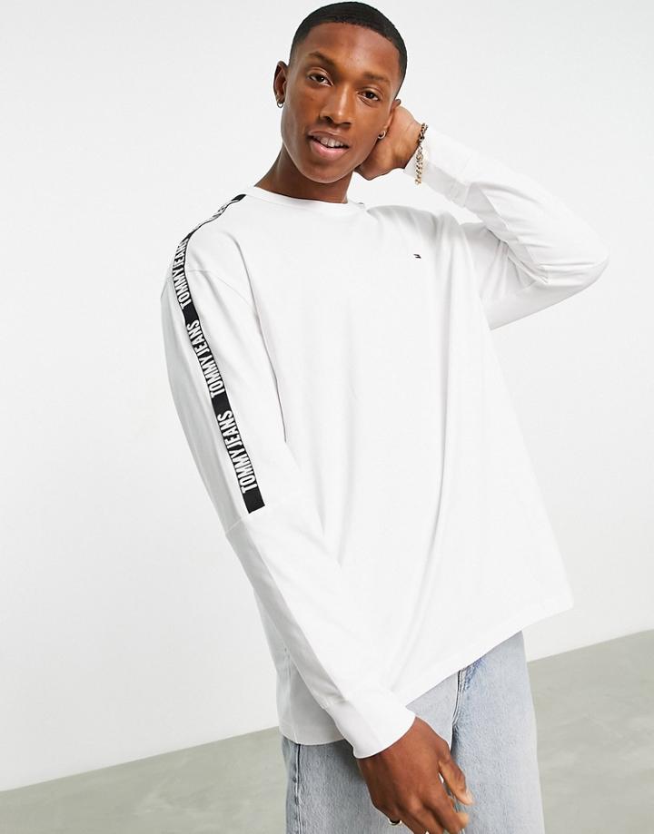 Tommy Jeans Tape Logo Long Sleeve T-shirt In White